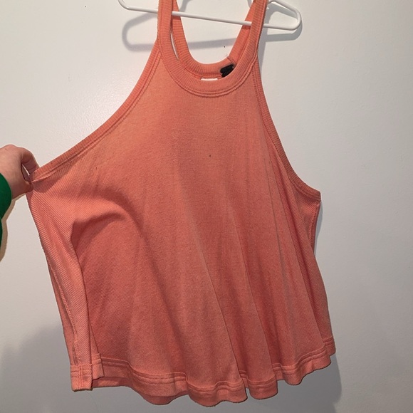 We the Free Sunset Orange Tank Top with an Eyelet Back and High Neck - Picture 2 of 6